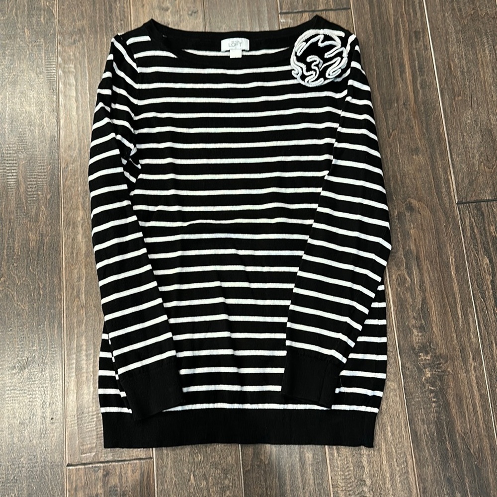 Black and white striped LOFT sweater